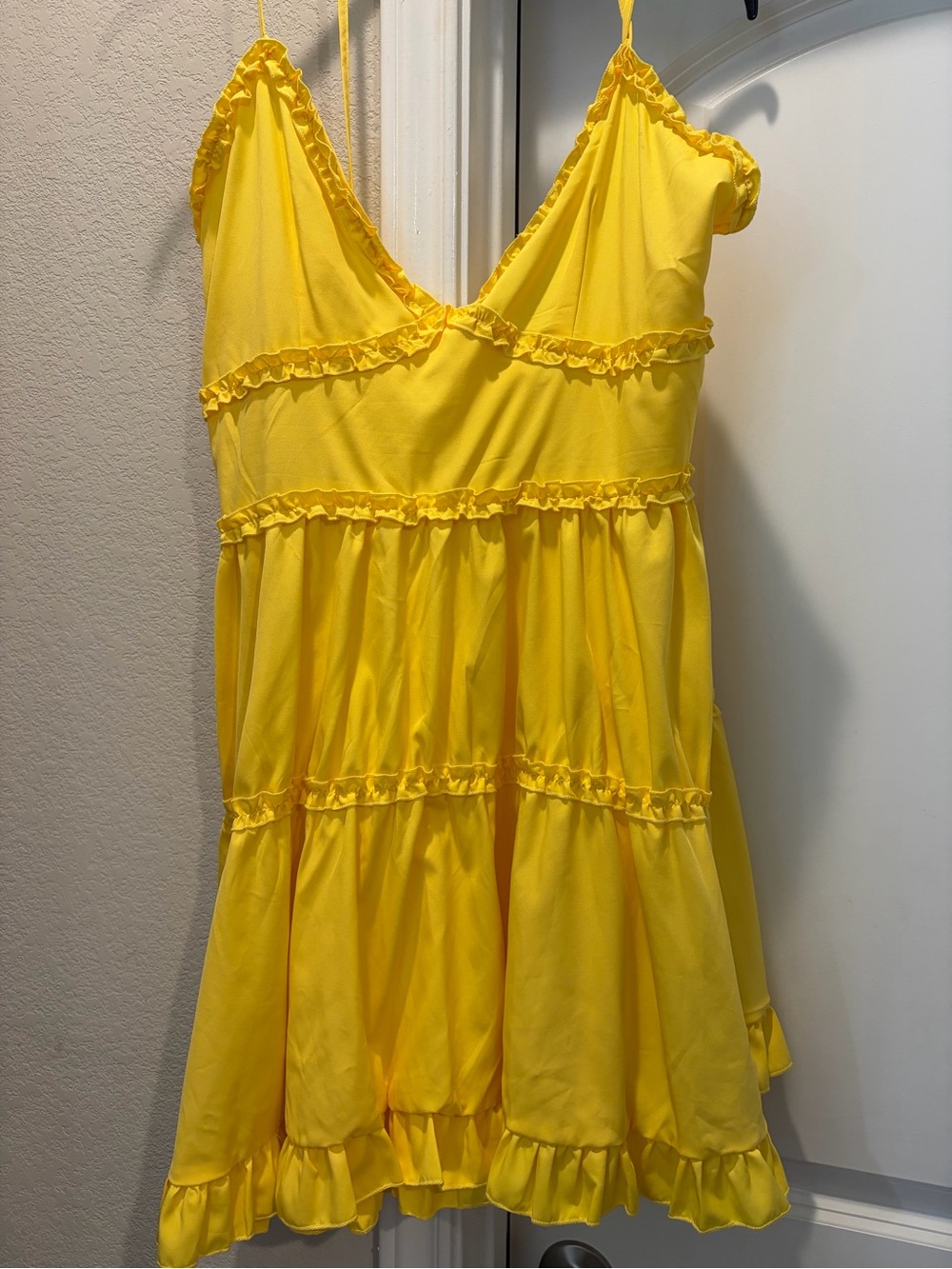 Girls' Bright Yellow Ruffle Tiered Sundress
